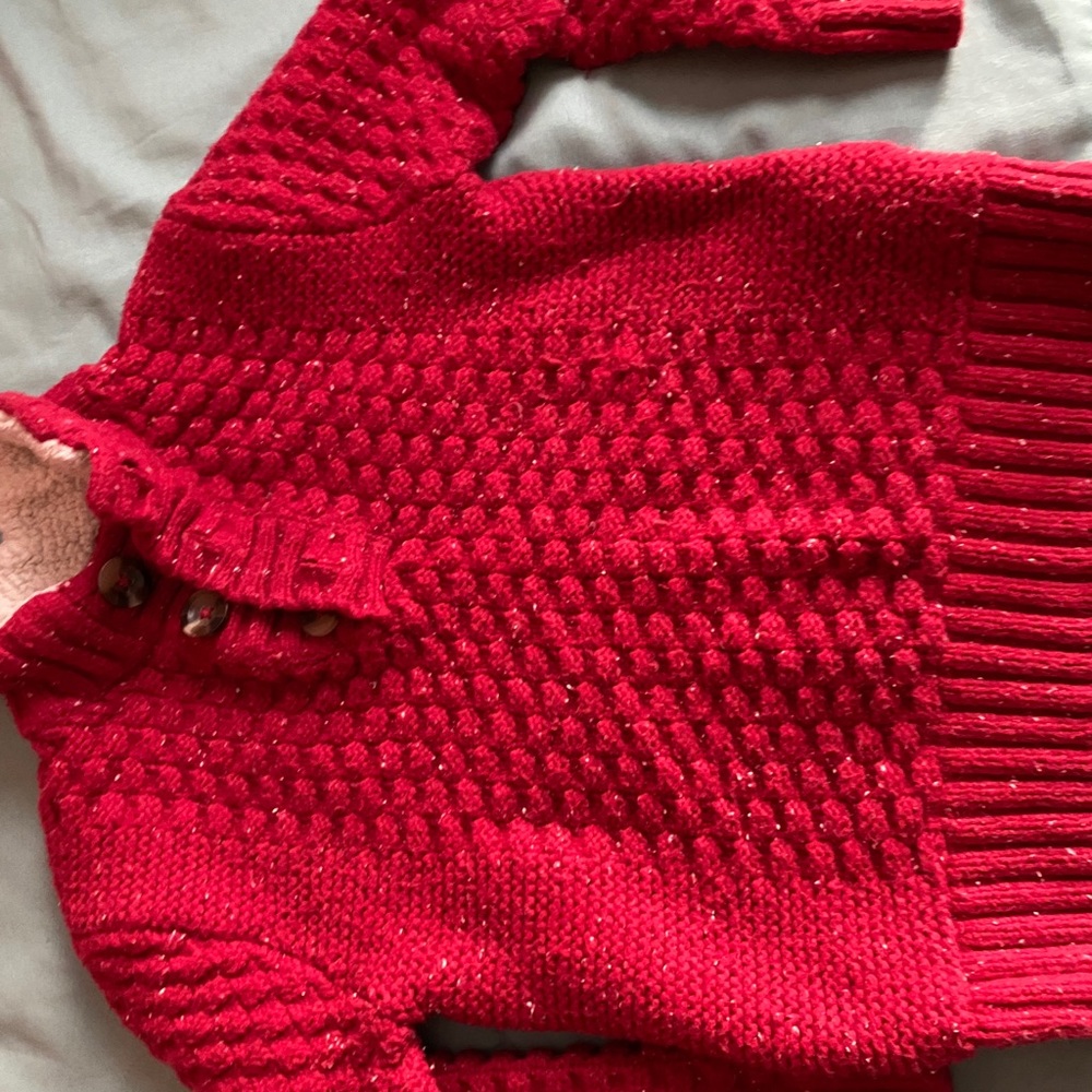 Red knit cozy boys sweater